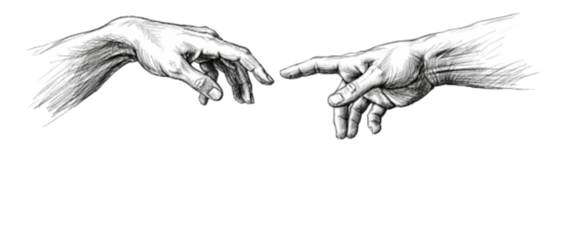 The hands of Michelangelo's the Creation of Adam. A statement for Precision Changes Everything